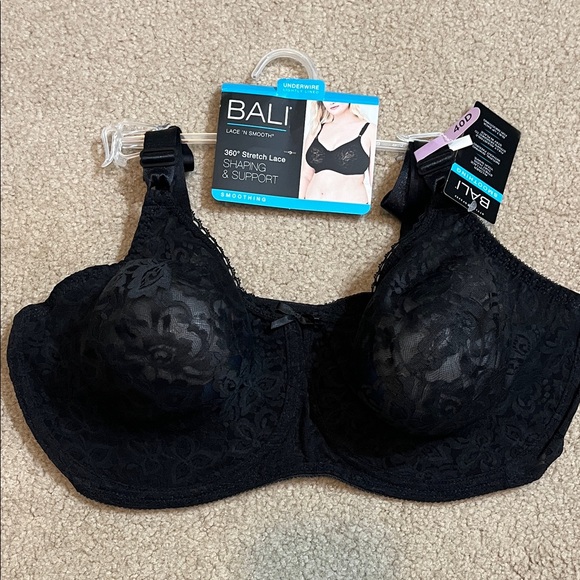 Bali Smoothing Allover Stretch Lace Underwire Bra – Size 40D Black NWT - Picture 1 of 12